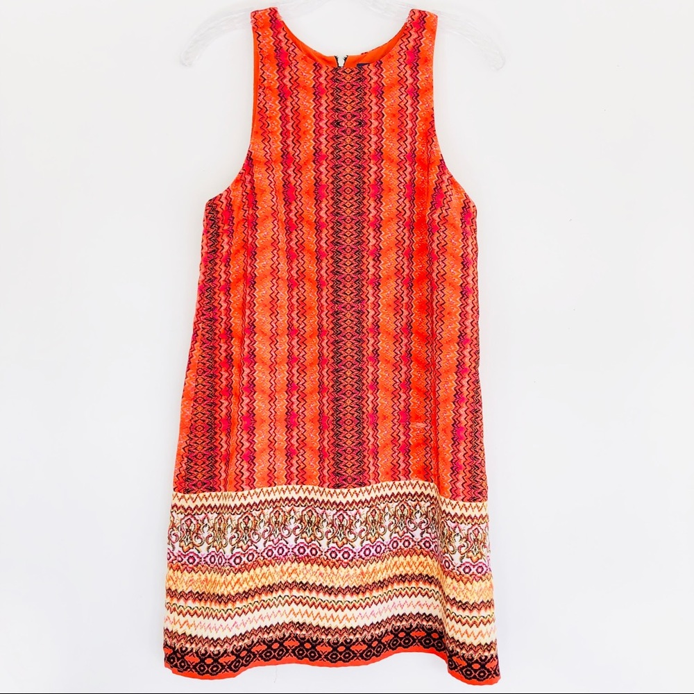 Blue Rain Sleeveless Orange Tribal Print